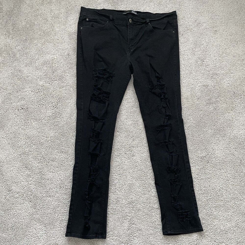 Rustic Dime Pants Mens 39x32 Taper Fit Ripped Destructed Denim Stretch Gray USA